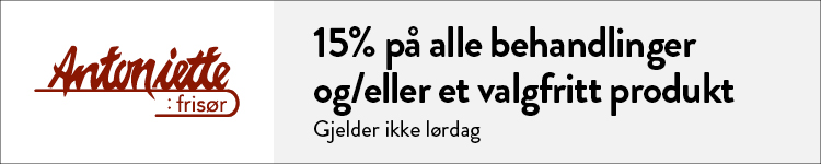 Studenttilbud Antoniette: 15% på alle behandlinger og et valgfritt produkt (ikke lørdager)