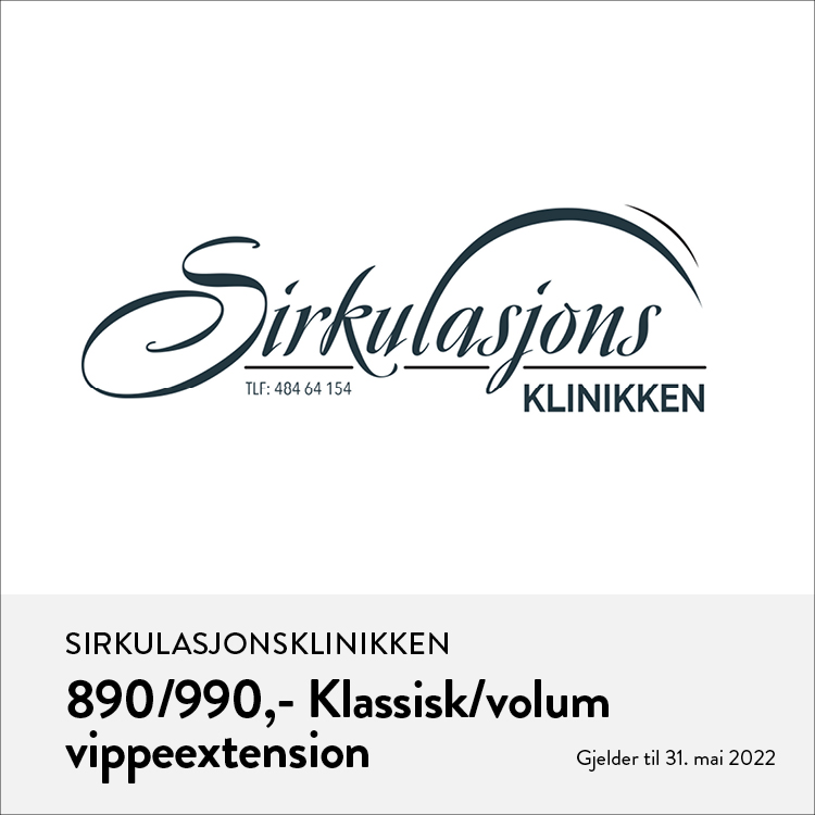 Sirkulasjonsklinikken: 890/990,- Klassisk volum vippeextension
