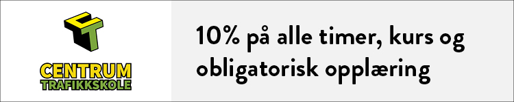 Studenttilbud Centrum Trafikkskole: 10% på alle timer, kurs og obligatorisk opplæring