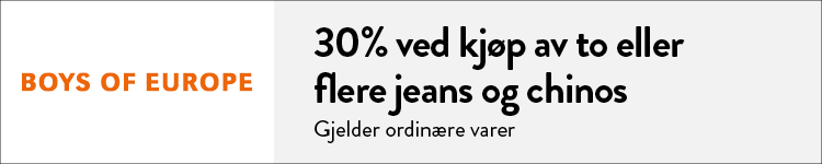 Studenttilbud Boys of Europe: 30% ved kjøp av to eller flere jeans/chinos